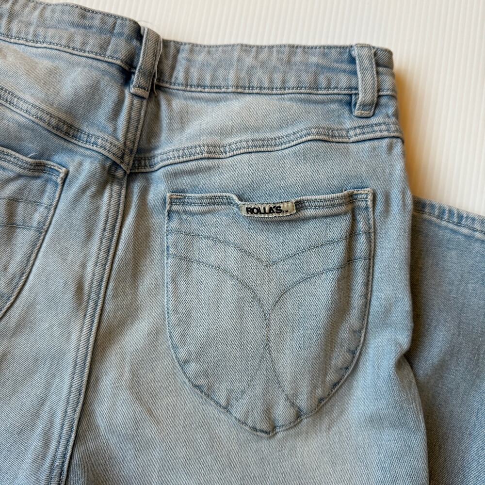 Rollas Dusters Bootcut Crop Jeans Distressed Sz 29 Y2K Denim Festival 70s Flare - Picture 12 of 16